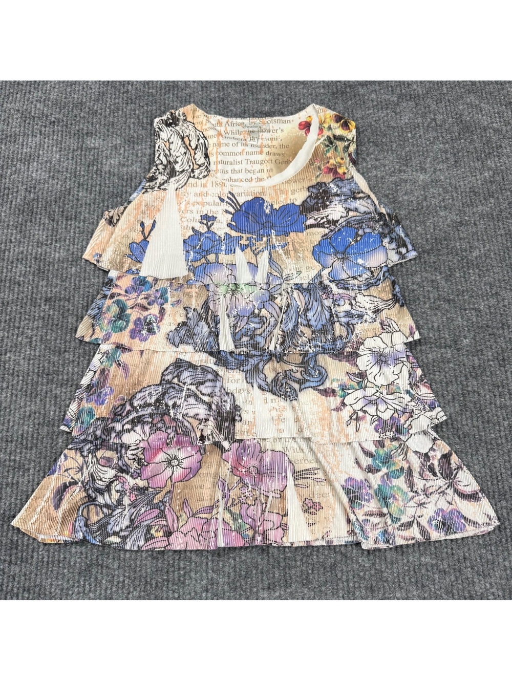 Dressbarn Tiered Ruffle Pleated Floral Print Blouse Women’s S
